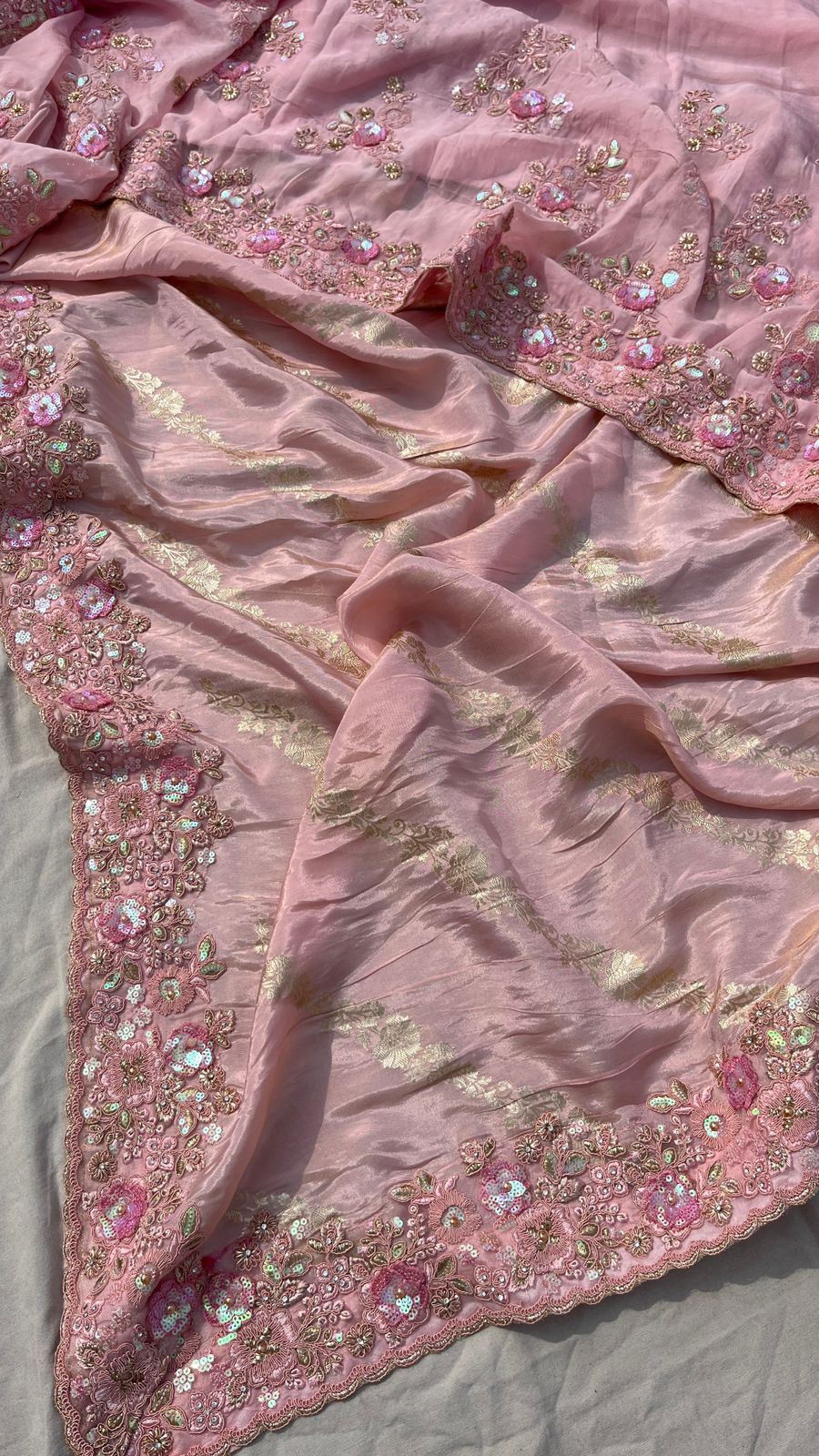 Vania Banarsi Munga Silk Saree pink sari - Saffronfashionindia