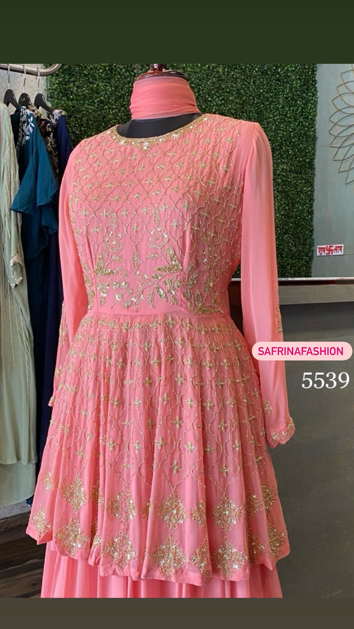 Peachy peach indowestern partywear dress - Saffronfashionindia