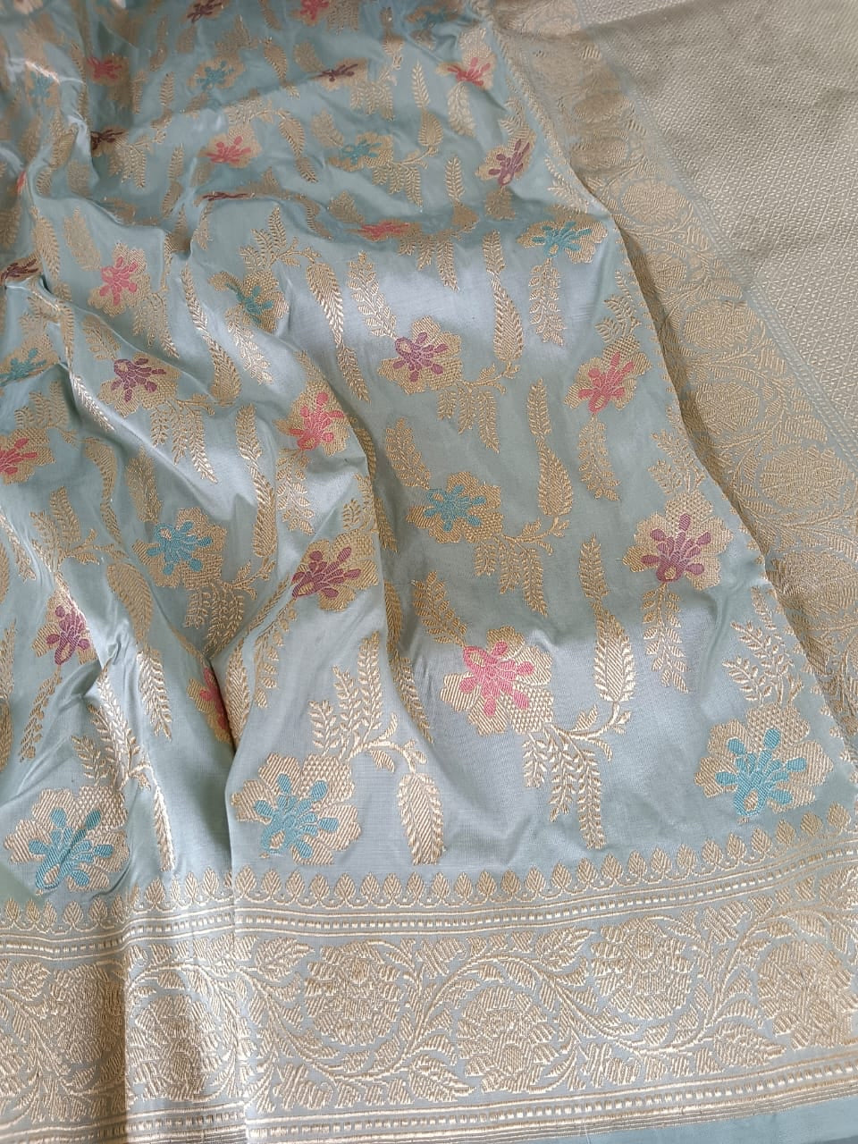 Blue premium bridal Katan silk saree - Saffronfashionindia