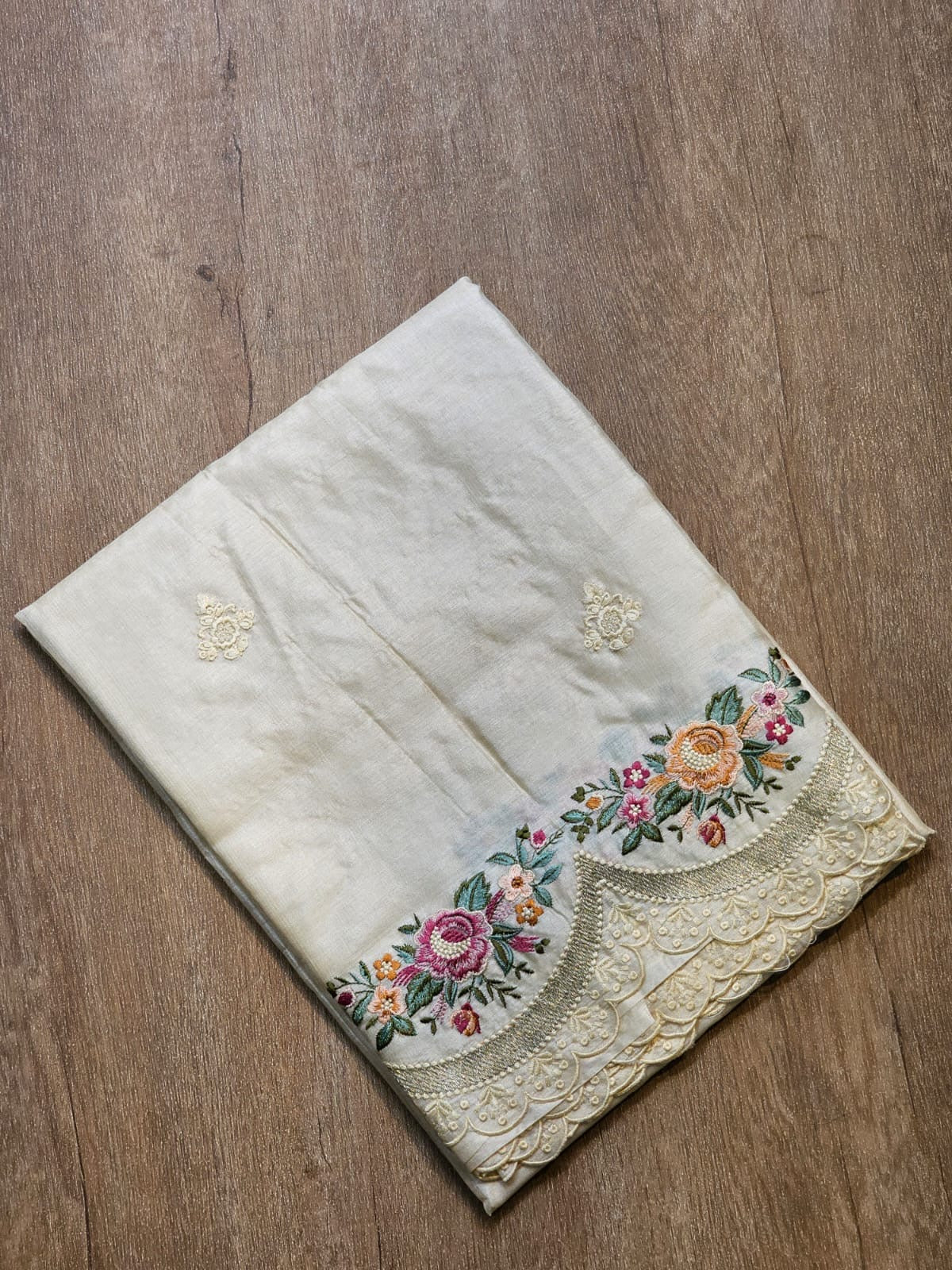 Rovish silk saree tussar silk saree embroidery saree blouse Saffronfashionindia