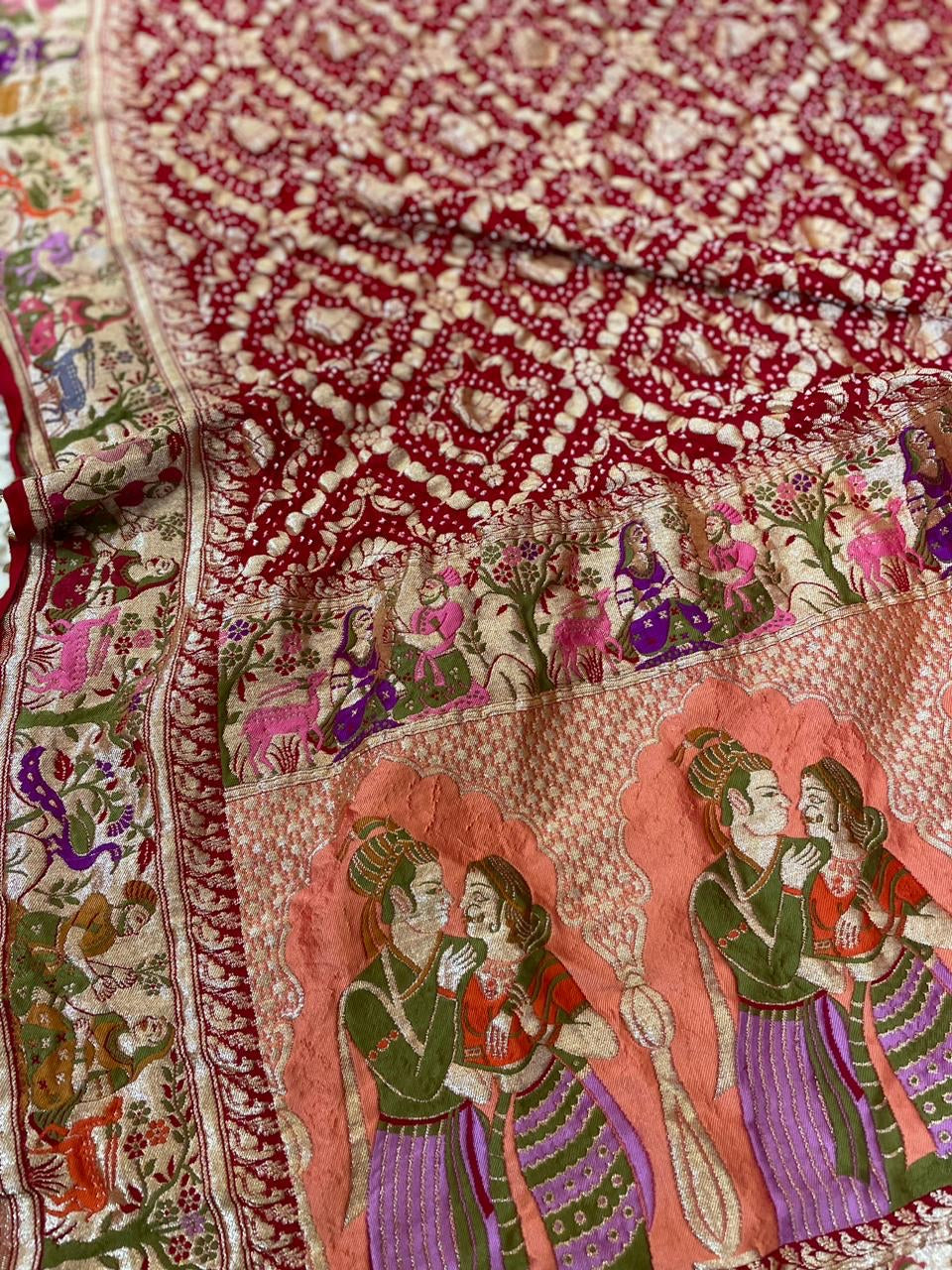 Rajwada traditional Mughal inspired Dupatta - Saffronfashionindia