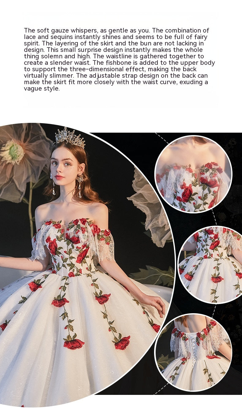 Temperament Bride Bra Trailing Mori Style Wedding Dress - Saffronfashionindia