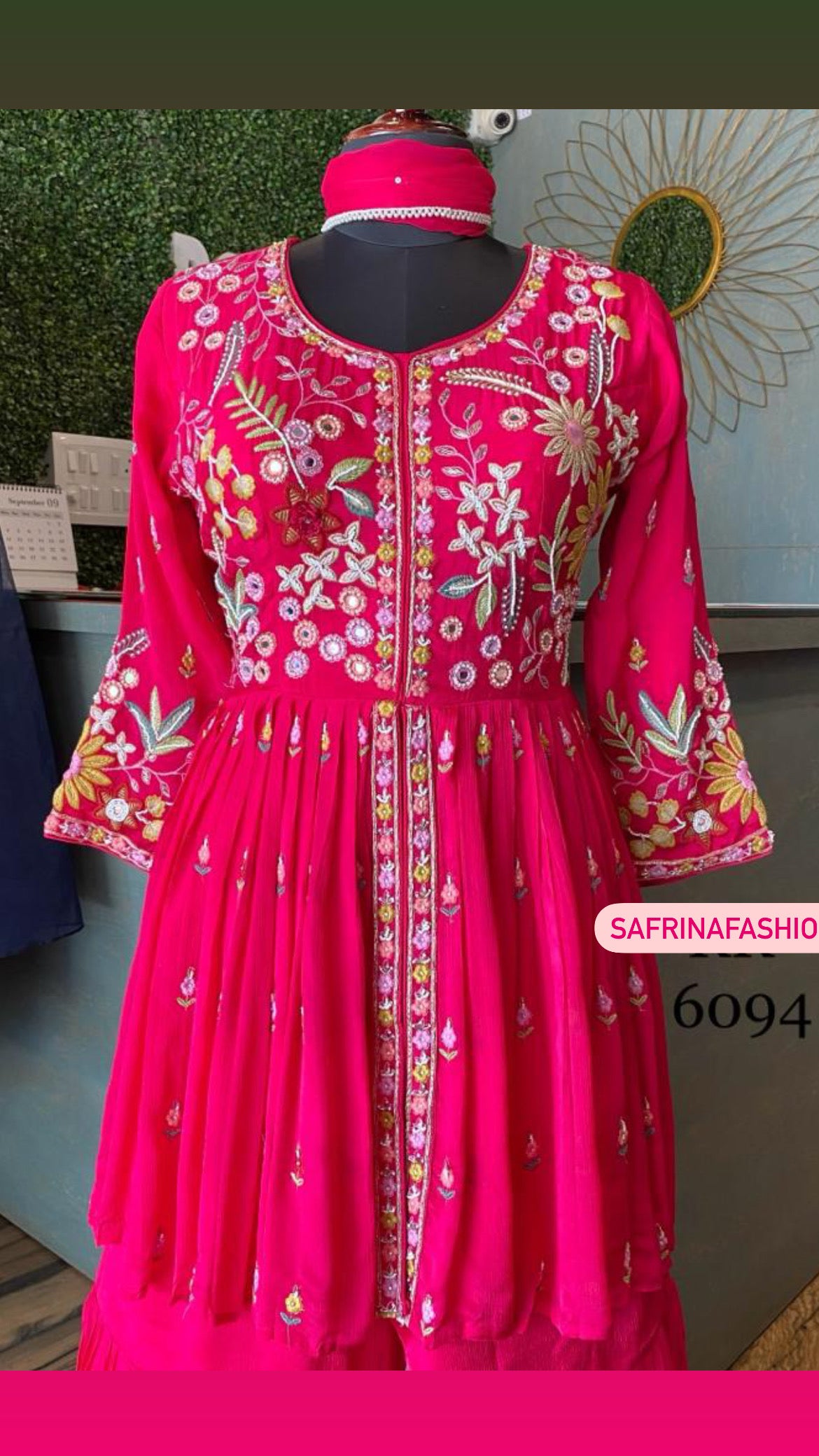 Pink Embroidered Gown Reception Partywear Dress - Saffronfashionindia