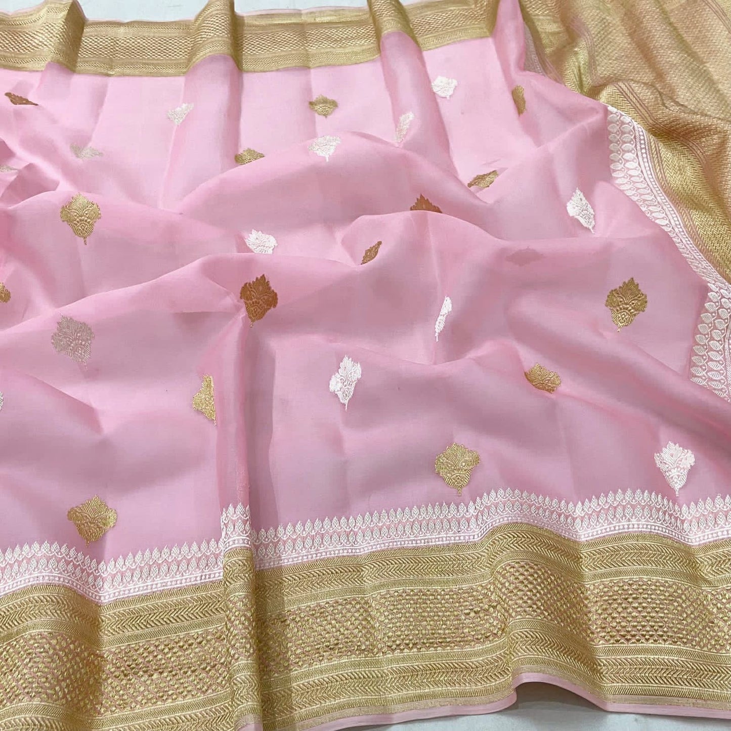 Banarsi kora pink sarees Indian saree - Saffronfashionindia