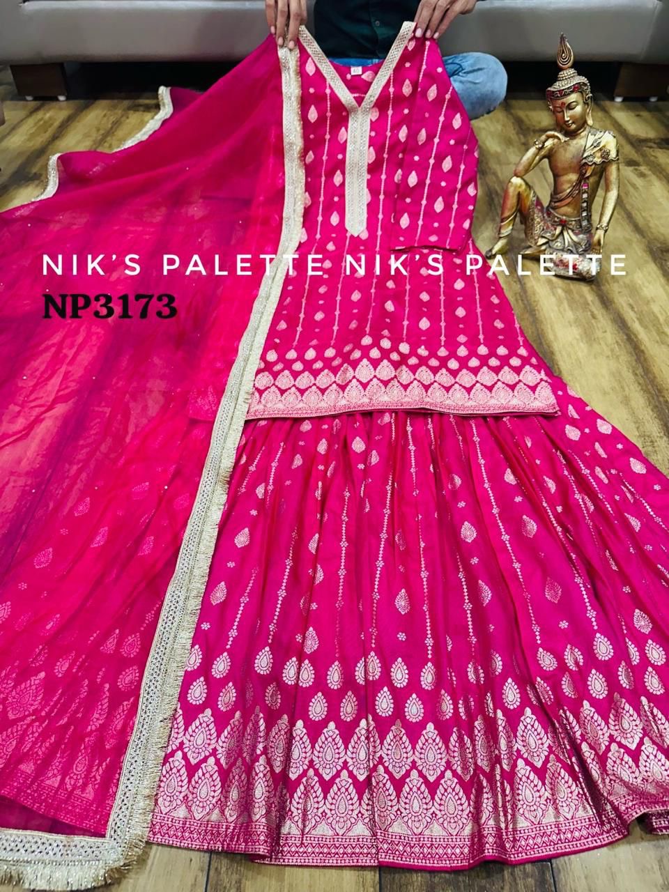 Pink Sharara Set Banarsi bridesmaid Dress - Saffronfashionindia