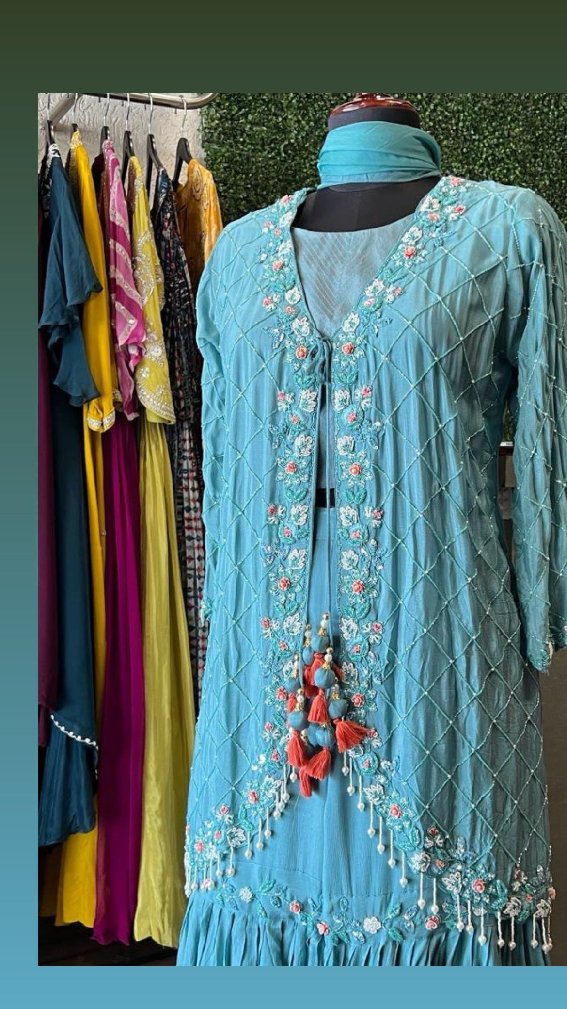 Firoza blue indowestern dress lovely dress - Saffronfashionindia