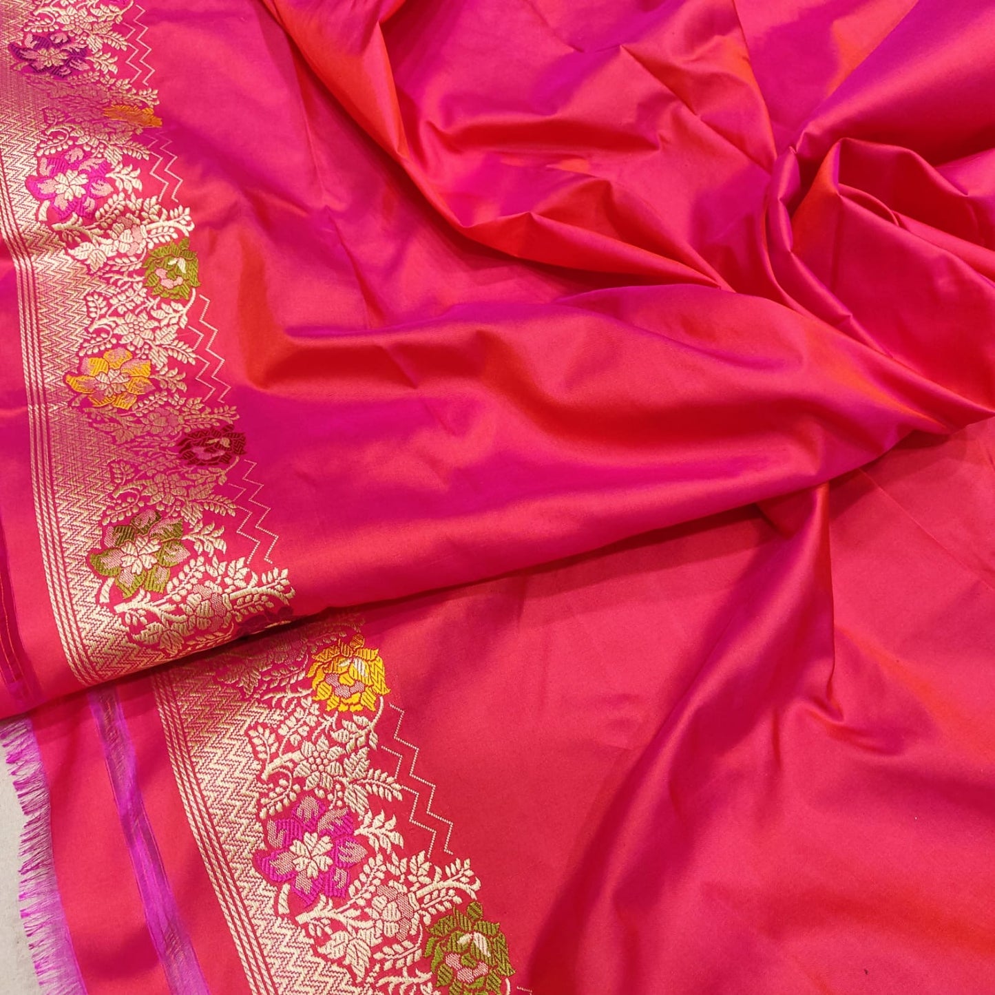 Pink Katan Handwoven Silk Saree - Saffronfashionindia