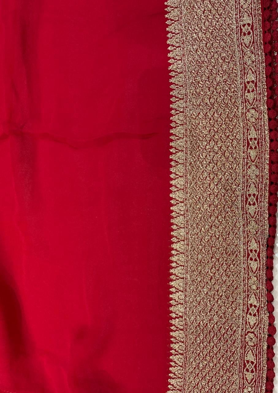 Striped Saree Georgette sari Indian sarees blouse - Saffronfashionindia