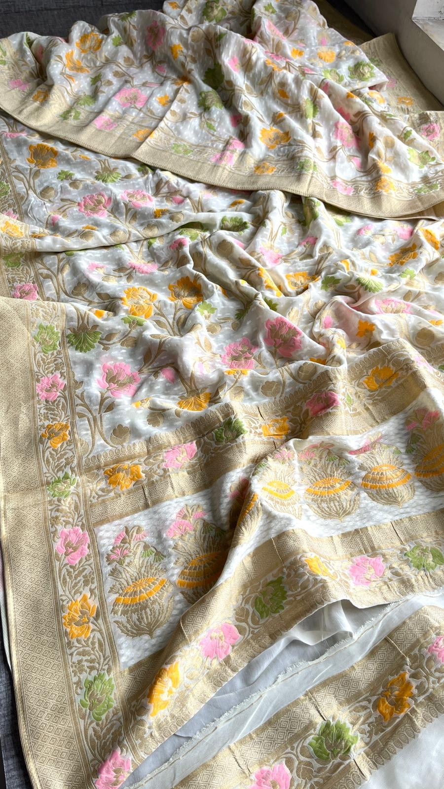 Muvish Khaddi Gorgette saree Indian sarees - Saffronfashionindia