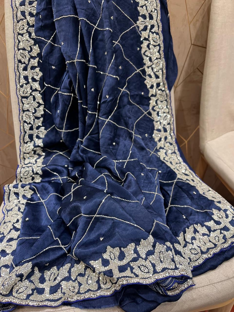 Satin Crepe Sarees Indian Saree wedding saree - Saffronfashionindia