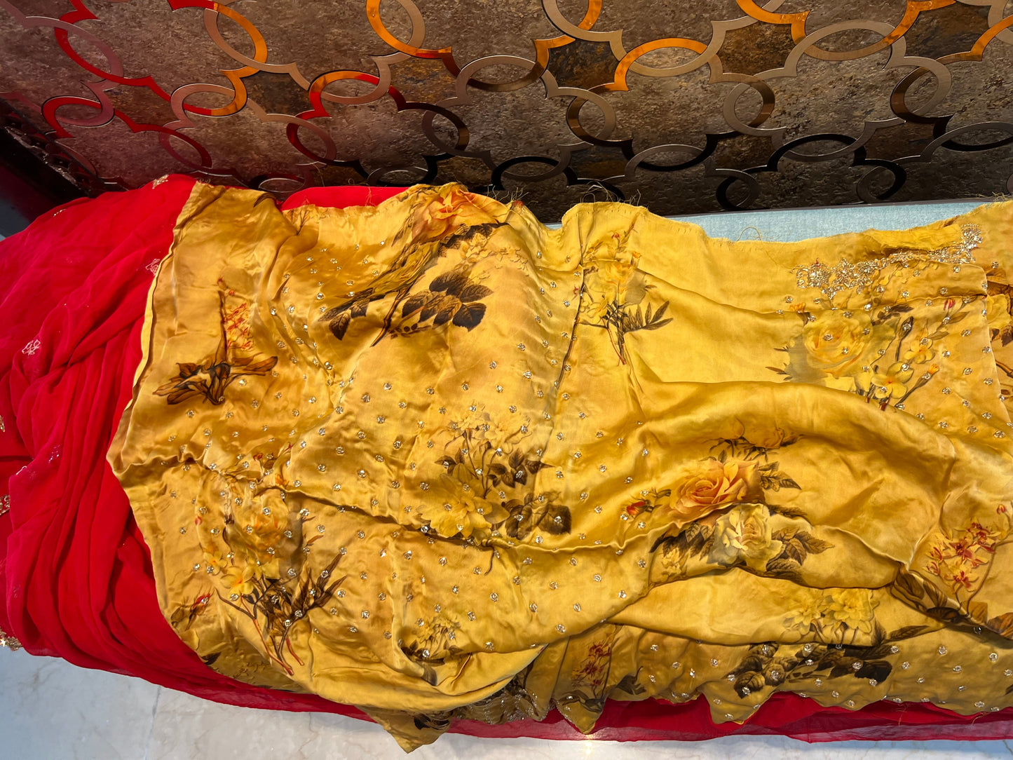 Mivisha zardosi saree blouse women Partywear sarees SaffronFashion