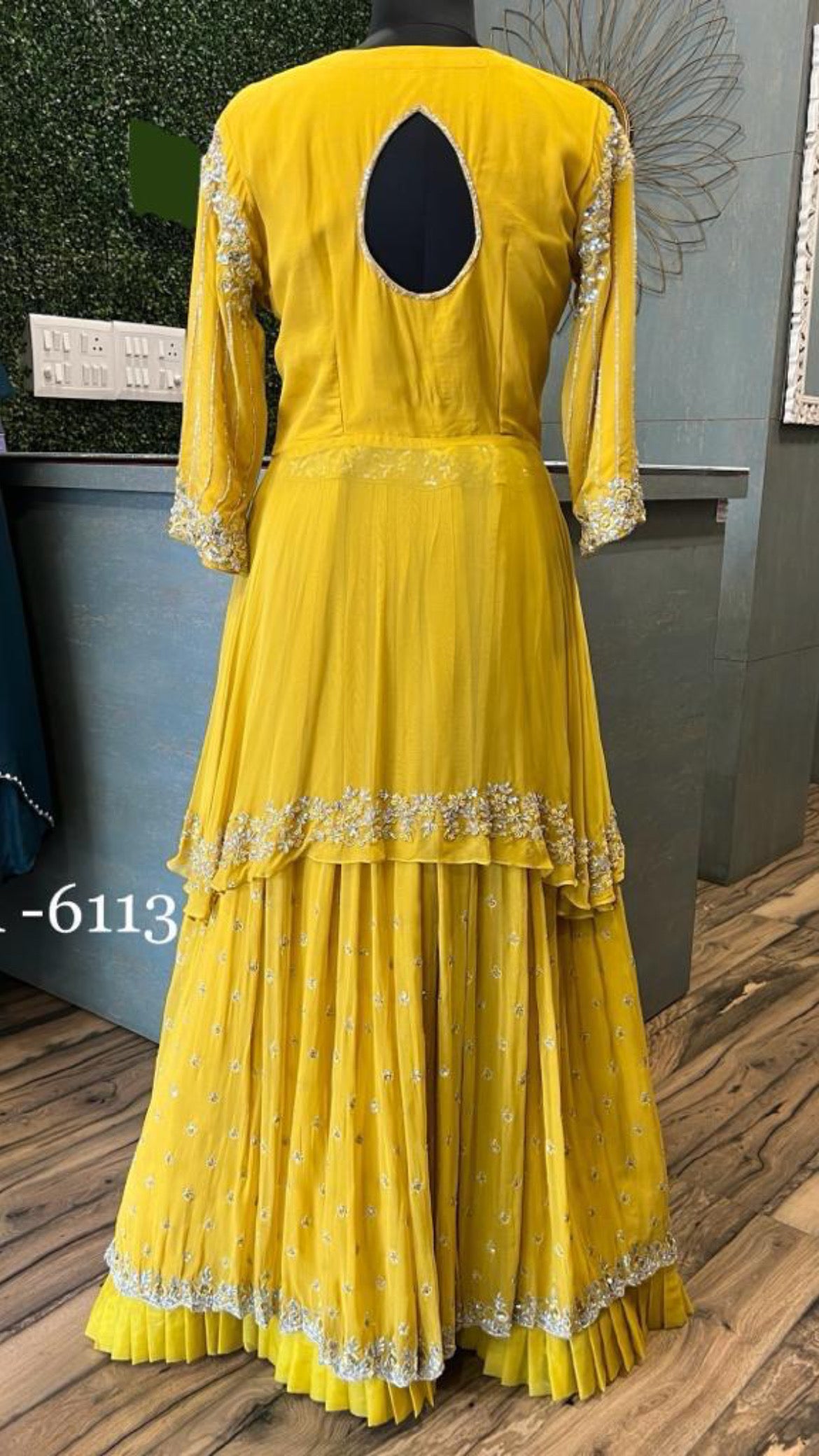 Yellow Partywear gown reception dress - Saffronfashionindia