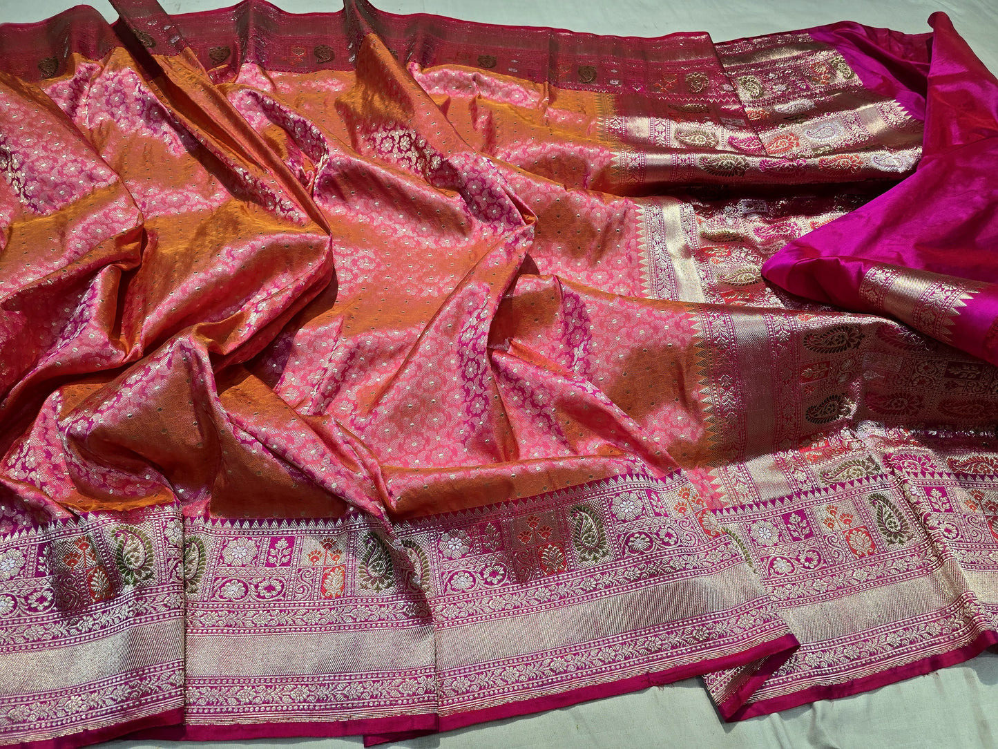 Pink iktara saree Indian sarees blouse SaffronFashion