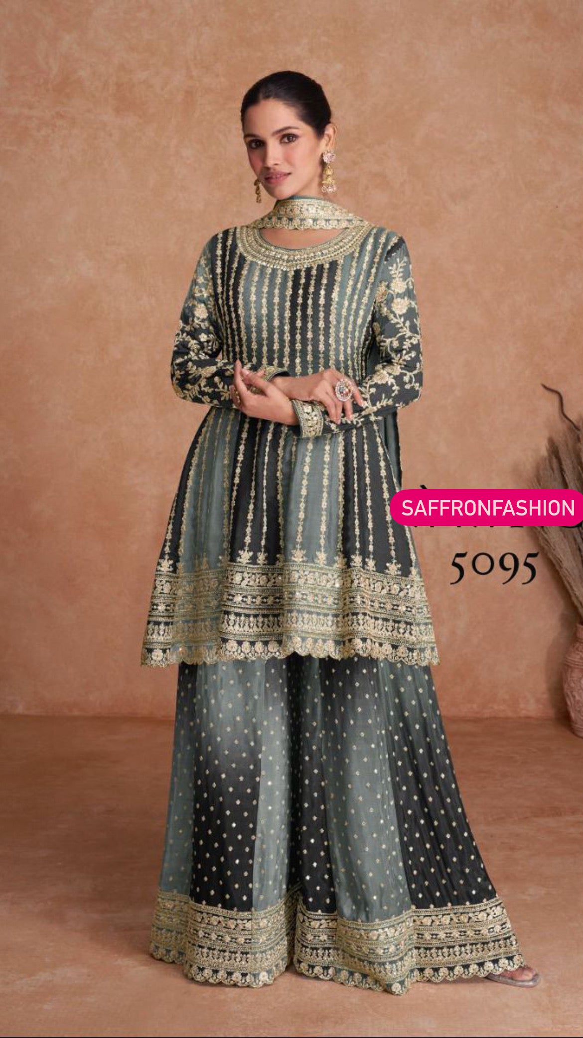 Ruvika chinon dress Indian dress - Saffronfashionindia