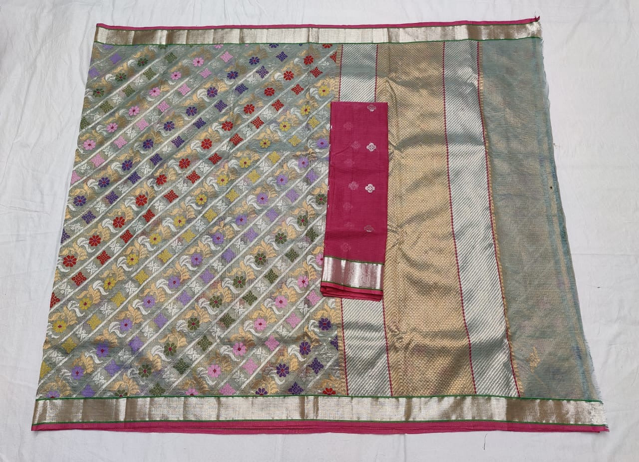 Kanzani zari Kota Indian saree - Saffronfashionindia