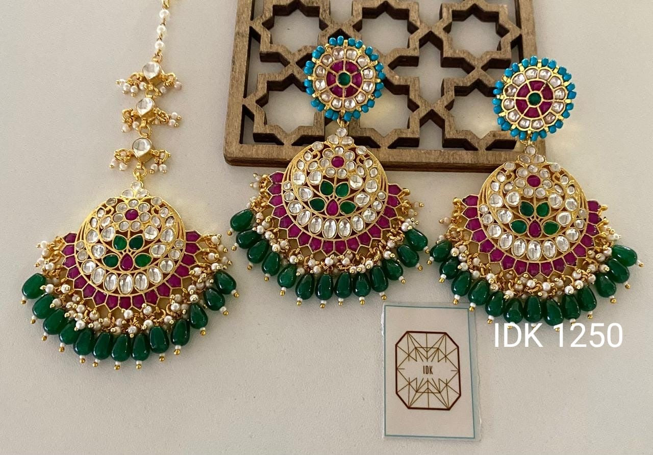 Konika Kundan tikka set Pakistani jewellery Indian jewel - Saffronfashionindia