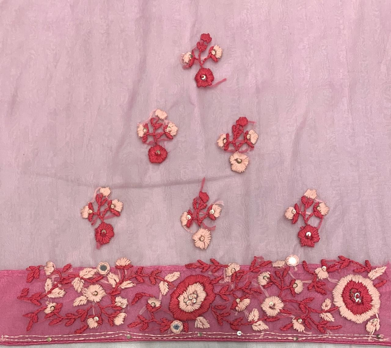 Mishika organza saree handwork saree embroidery saree blouse SaffronFashion