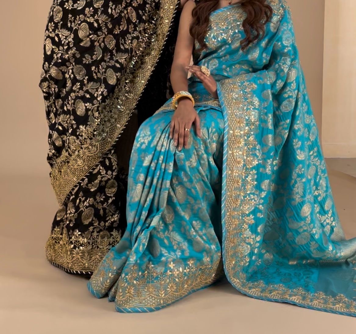 Banarsi Khaddi Gorgette Saree Indian Traditional Sarees - Saffronfashionindia