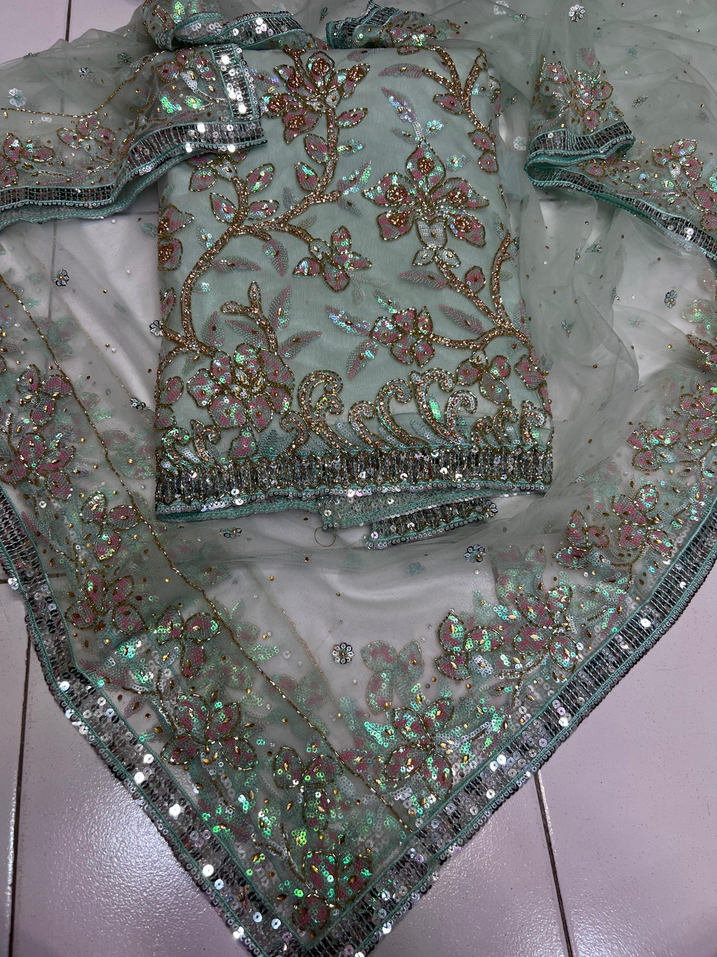 Net Salwar suit unstitched suit Punjabi Salwar suit - Saffronfashionindia