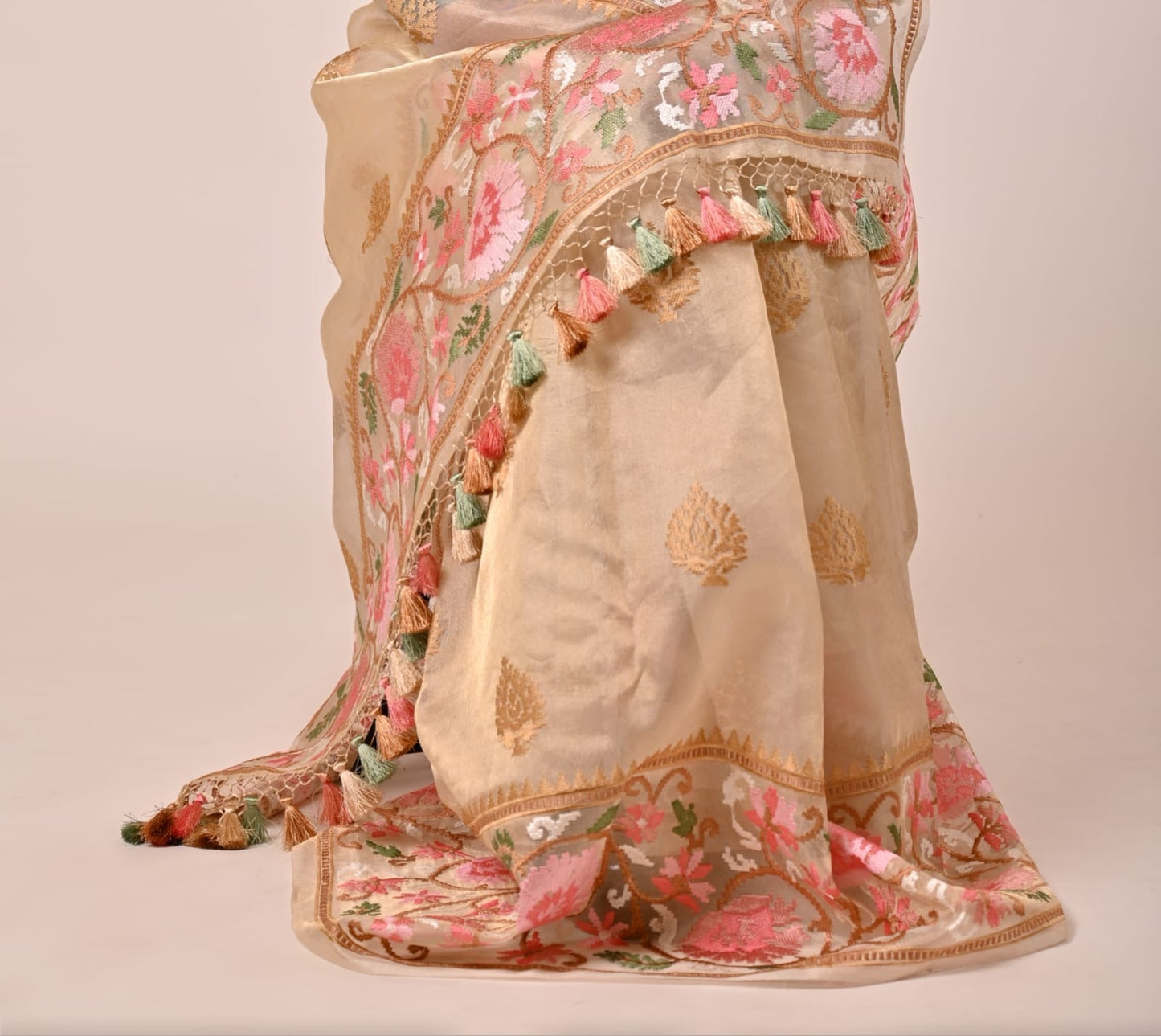 Murhim tissue silk saree embroidery saree Indian sarees blouse Saffronfashionindia