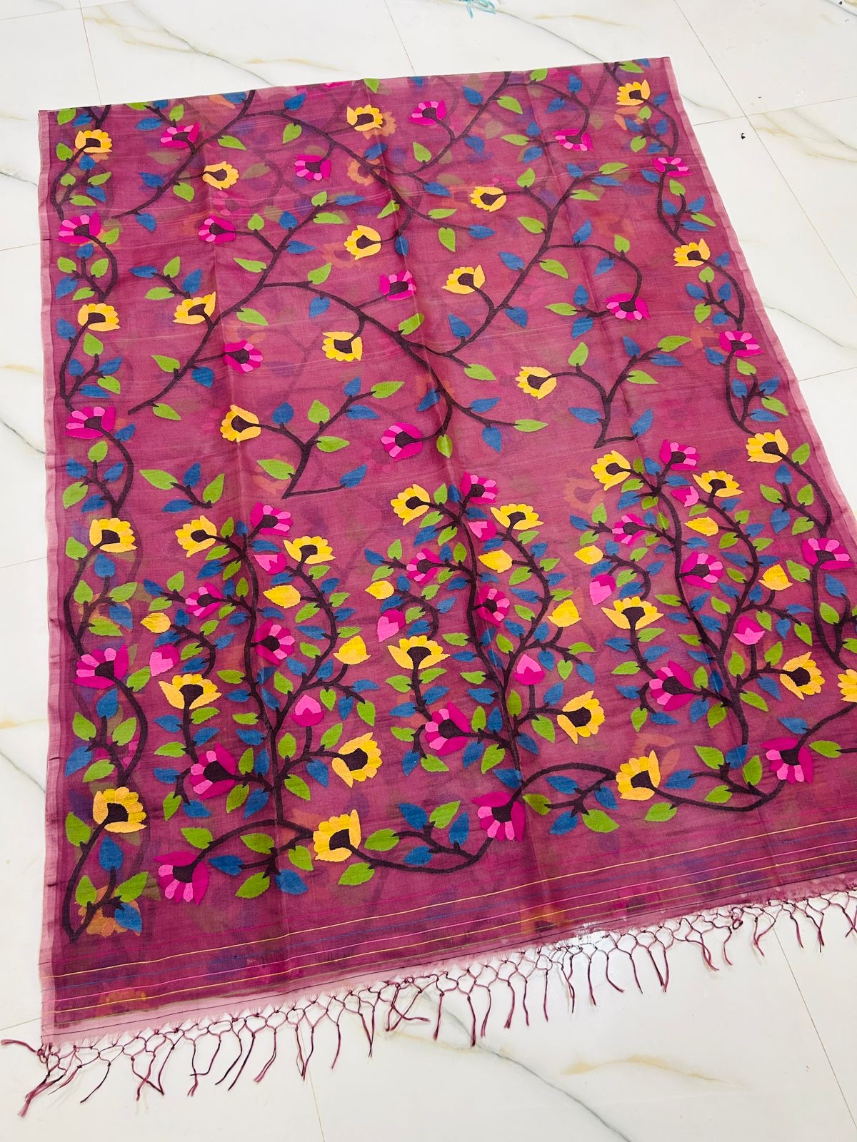 Irisha Weaving Saree Tantuj Sarees Jamdani sari SaffronFashion