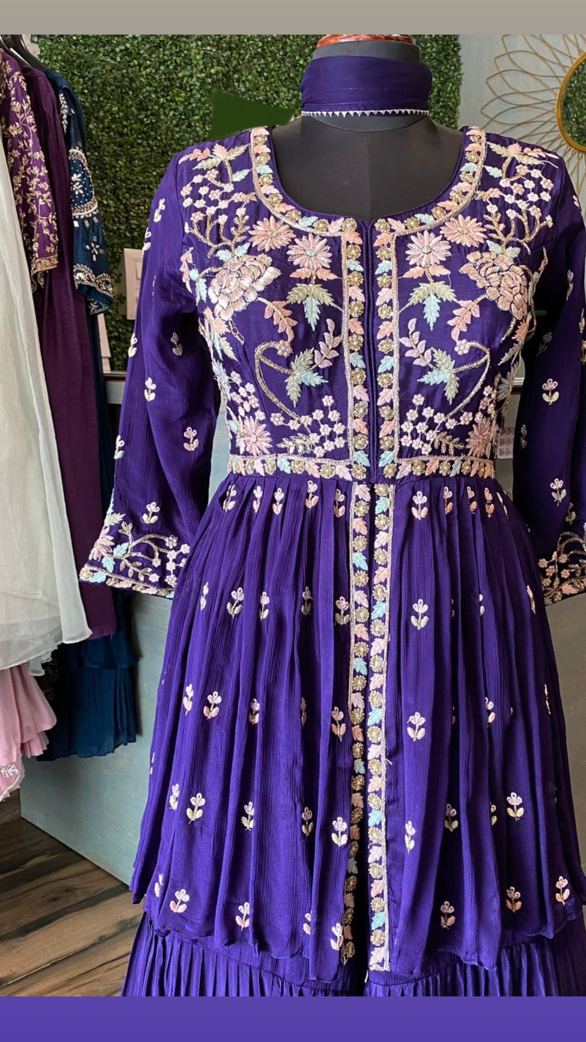 Purple indowestern dress indian gown - Saffronfashionindia