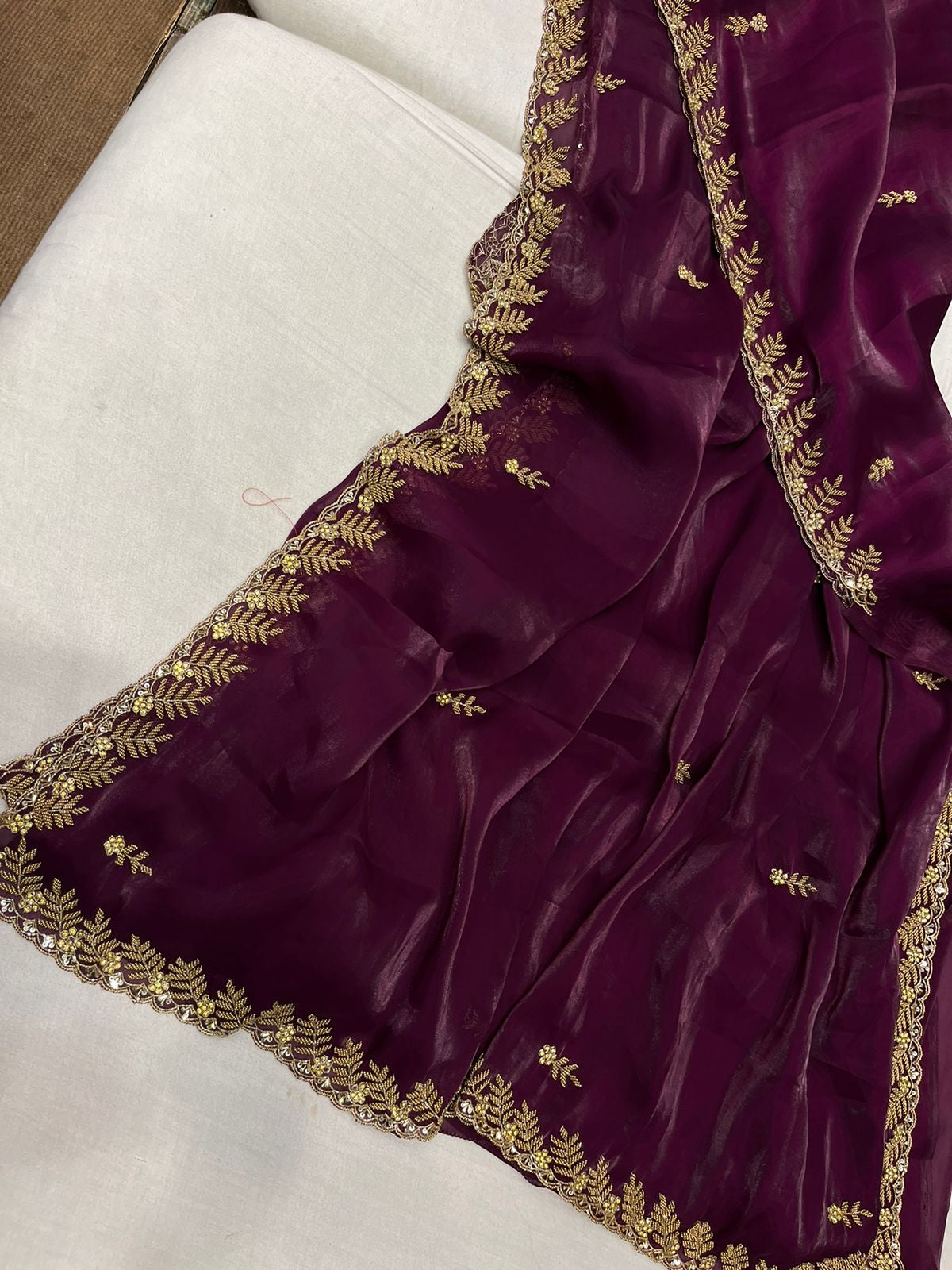 Simana tissue organza saree,,,,,reception sari - Saffronfashionindia