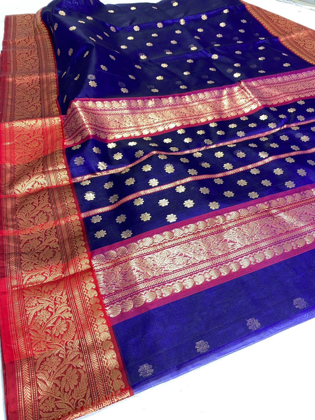 Avesha Chanderi saree katan silk saree Indian sari blouse SaffronFashion