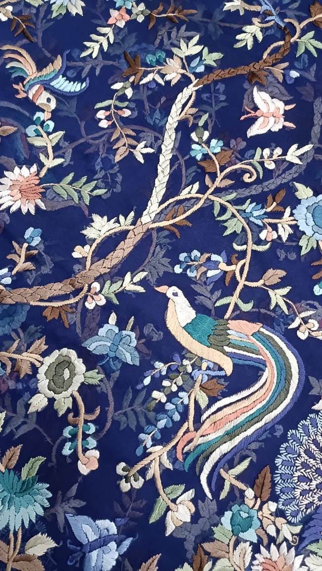 Royal luxury Parsi Gorgette Saree Authentic Handwork gara saree - Saffronfashionindia