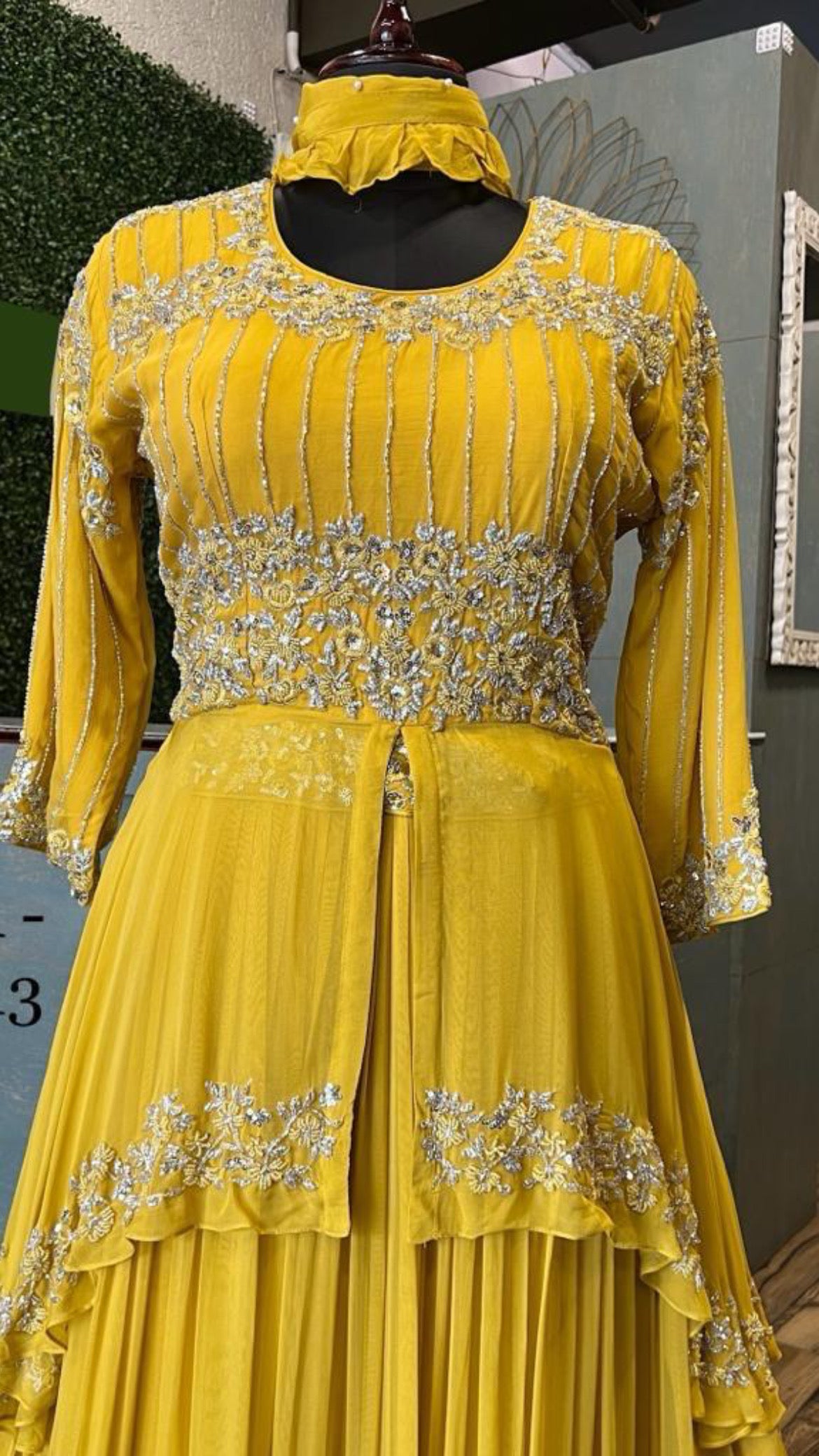 Yellow Indowestern Dress Wedding Dress Reception dress - Saffronfashionindia