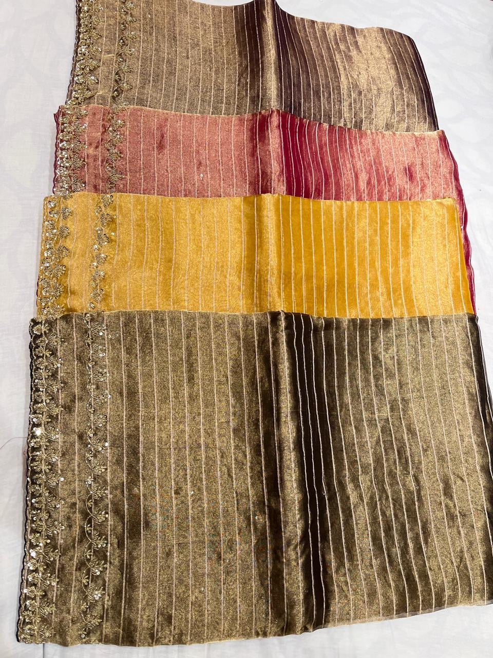 Ravish Tissue saree Handwork Saree Women Classy sarees - Saffronfashionindia