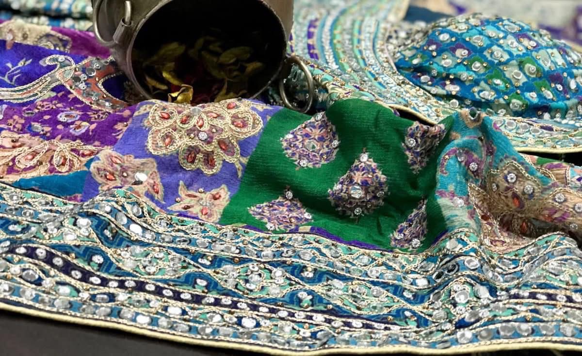 Blue wedding saree handmade sarees women sari blouse SaffronFashion