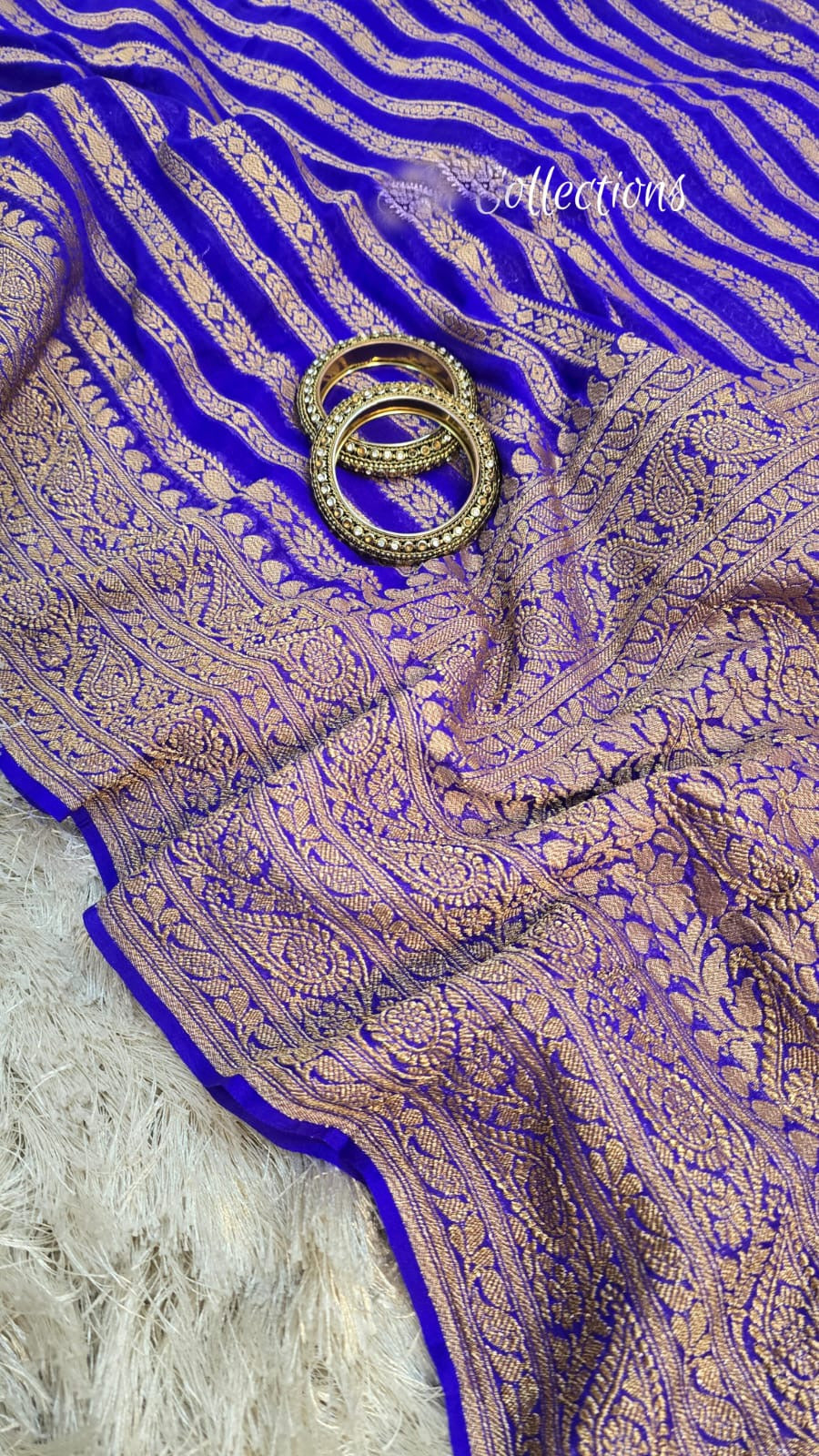 Blue Khaddi georgette saree Indian sarees blouse SaffronFashion