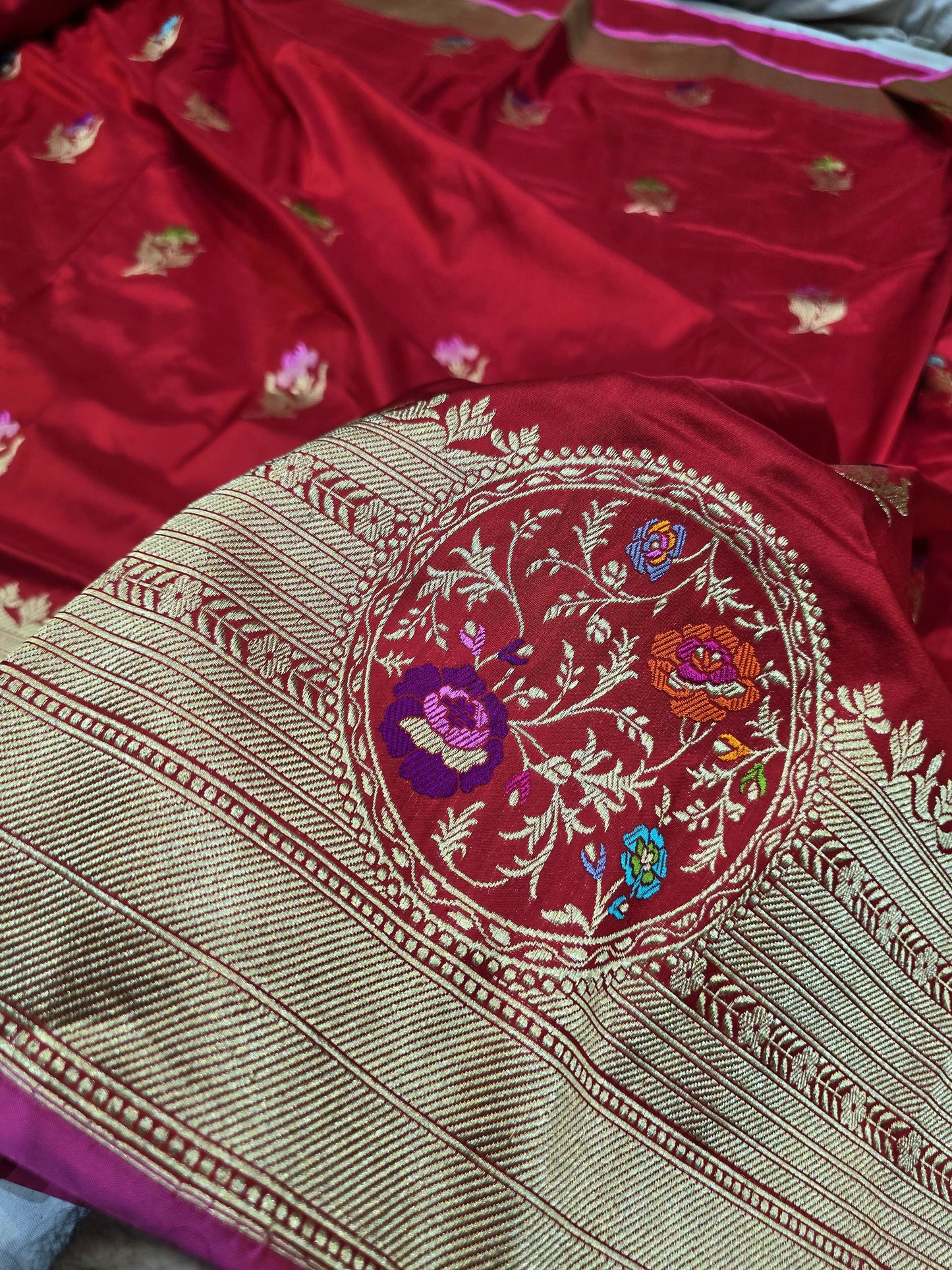 Urmia Banarsi saree handwoven sarees blouse SaffronFashion