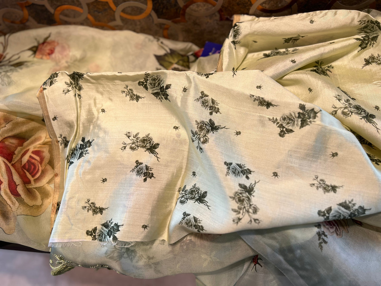 Digital printed Organza Floral Saree Partywear sari - Saffronfashionindia