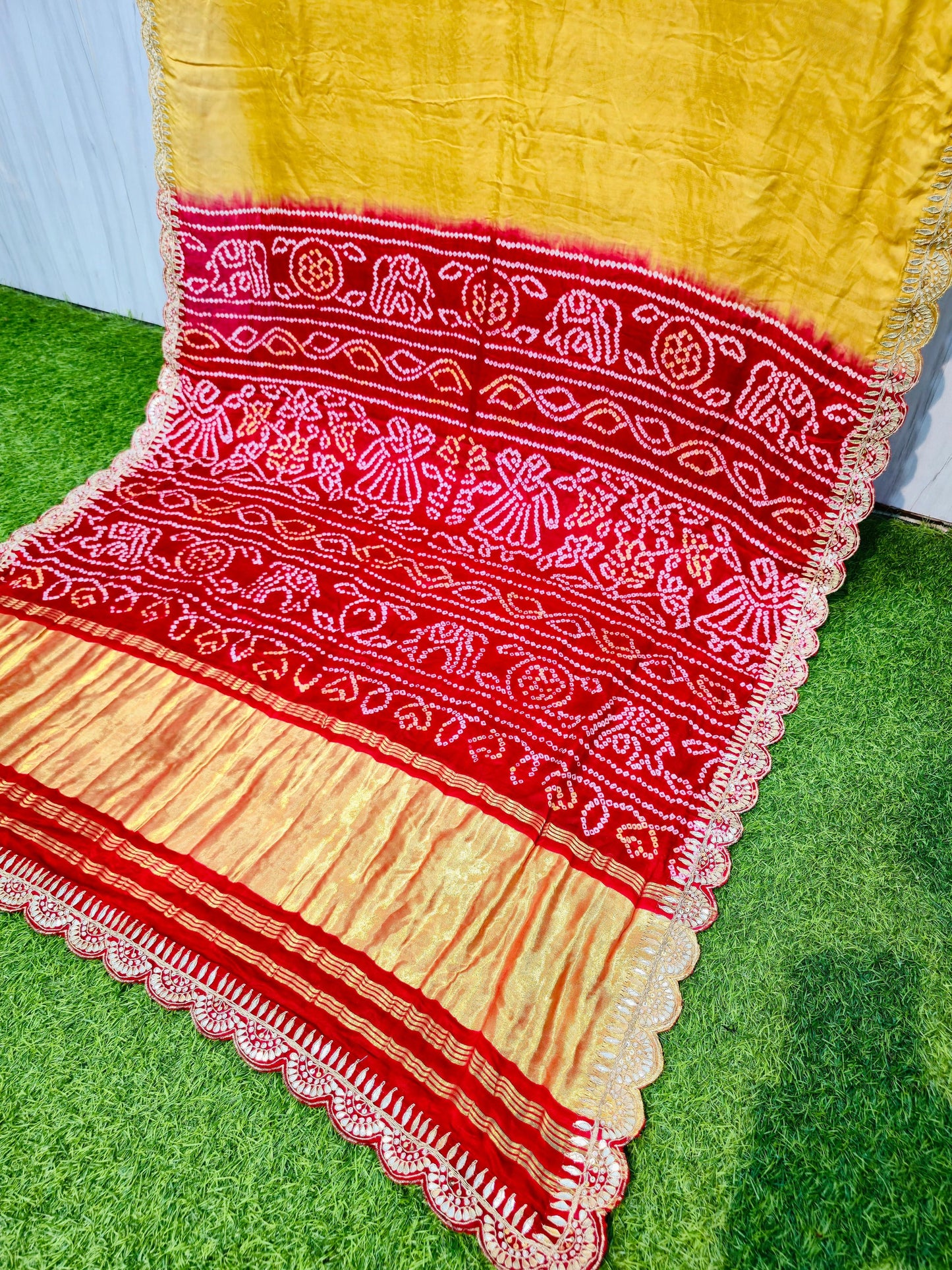 Ramani gajji silk saree Bandhani saree luxury sari Saffronfashionindia