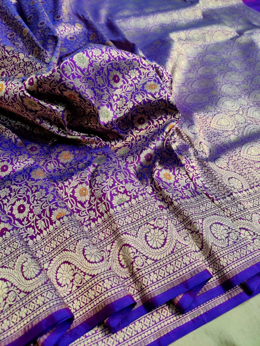 Bridal banarsi handwoven Katan roopa sarees - Saffronfashionindia