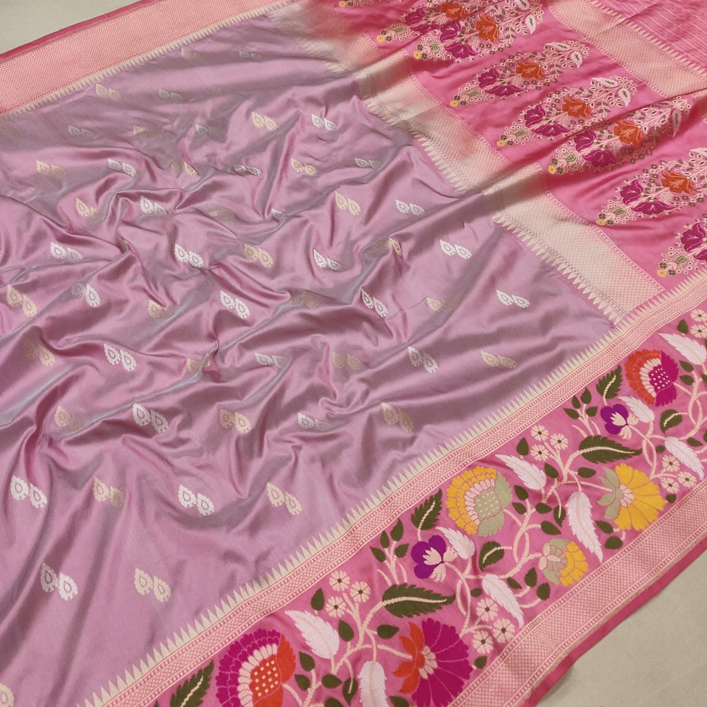 Imika katan silk saree handwoven sarees blouse - Saffronfashionindia