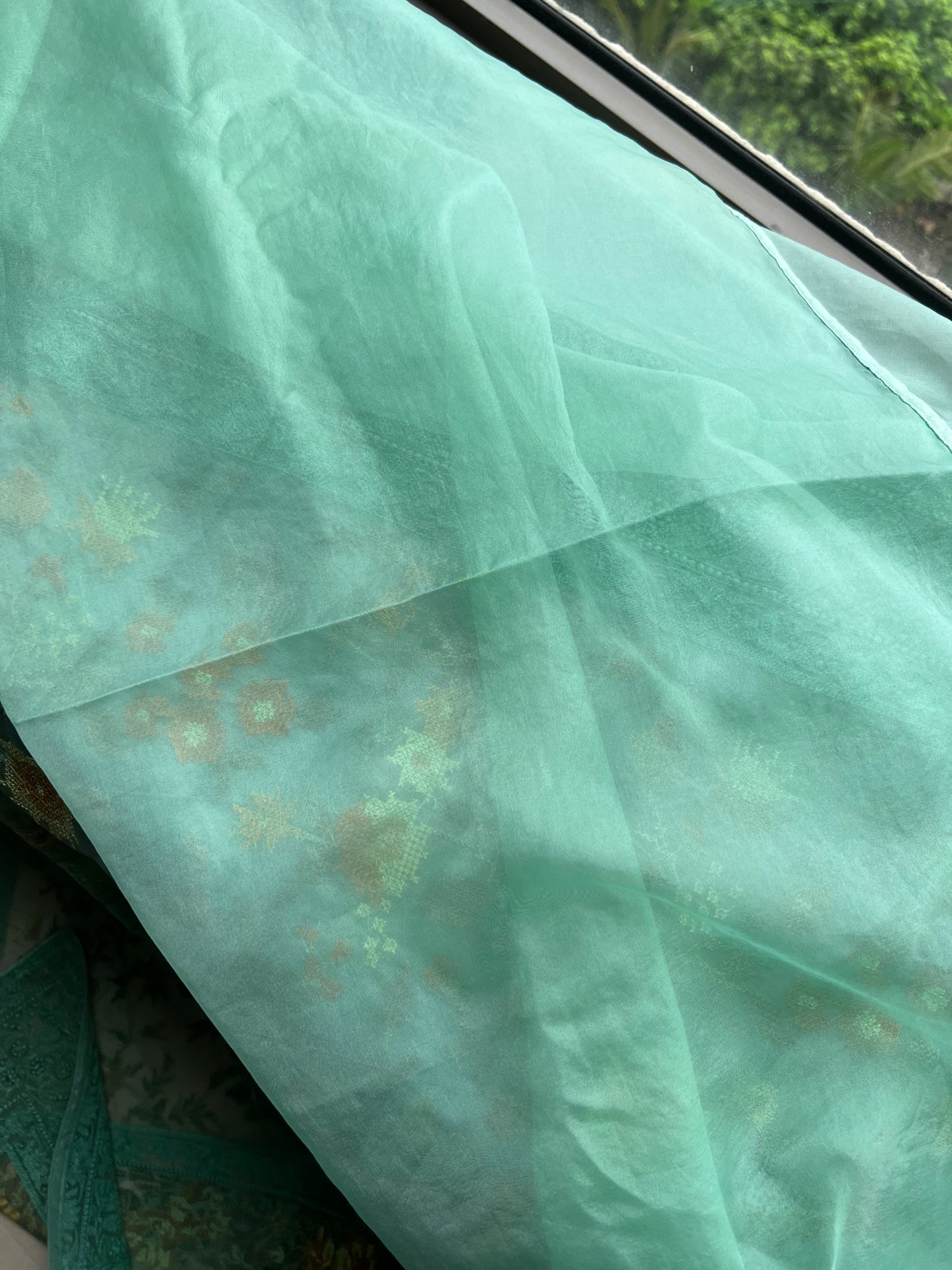 Cross stich inspired organza saree exclusive sarees women saree blouse - Saffronfashionindia