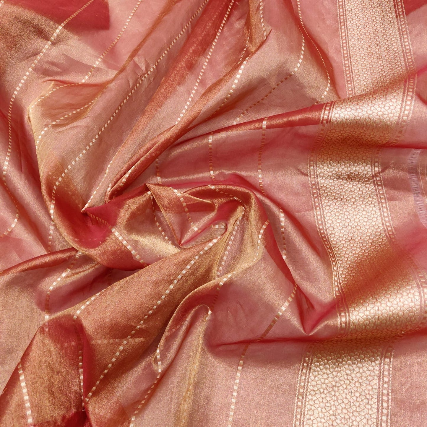 Rivari tissue handwoven kadwa saree - Saffronfashionindia