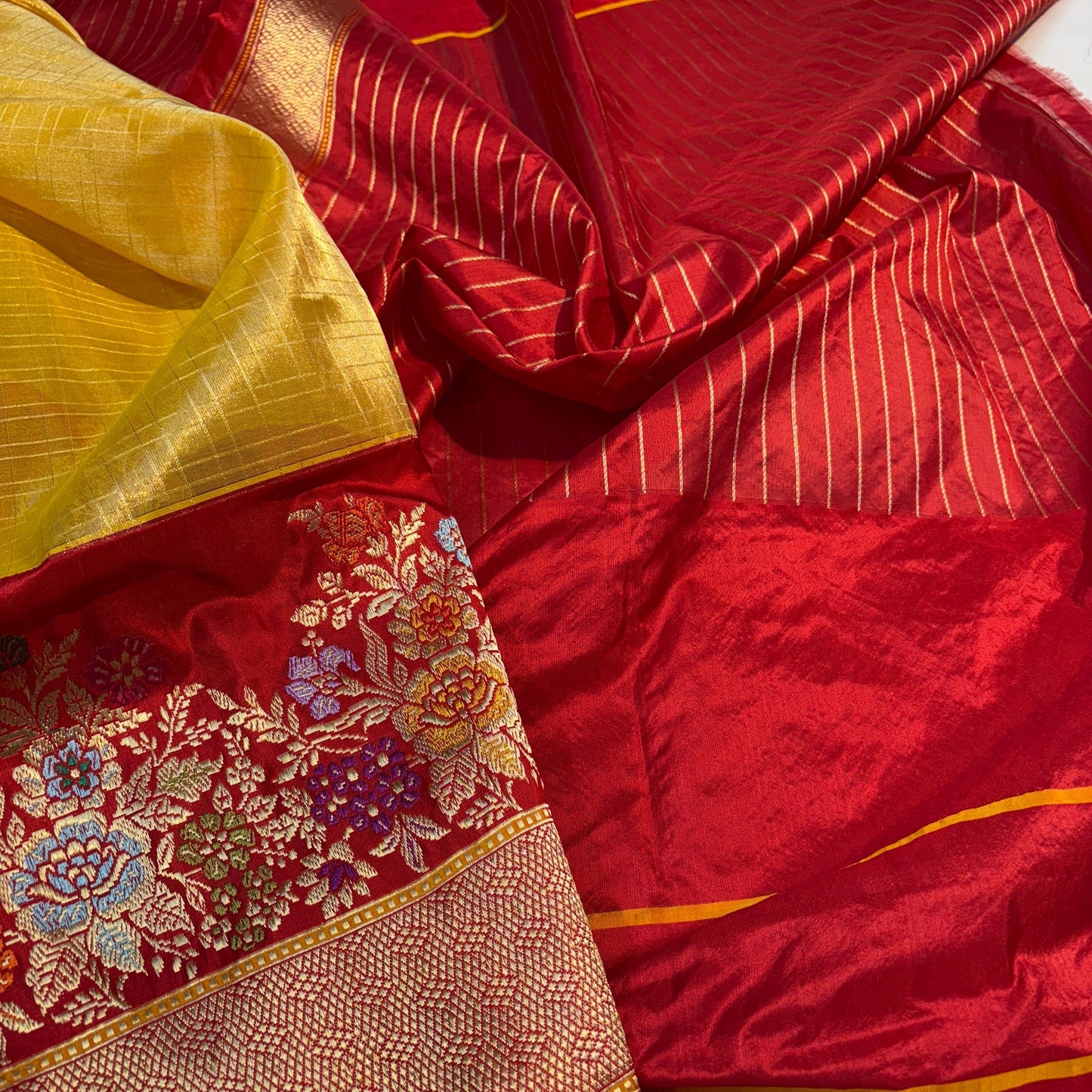 Yellow exclusive saree handcrafted saree blouse SaffronFashion