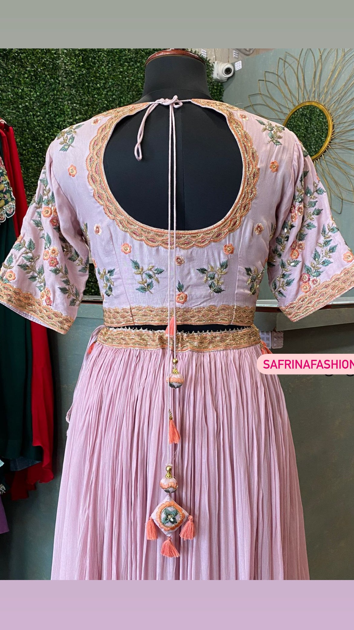 Floral pink lehanga choli dress - Saffronfashionindia