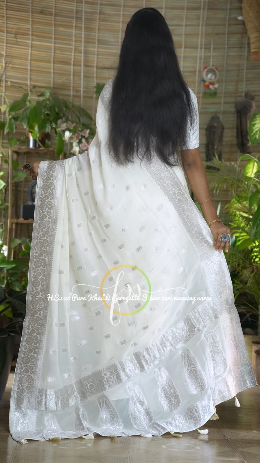 Anika khaddi gorgette sari - Saffronfashionindia