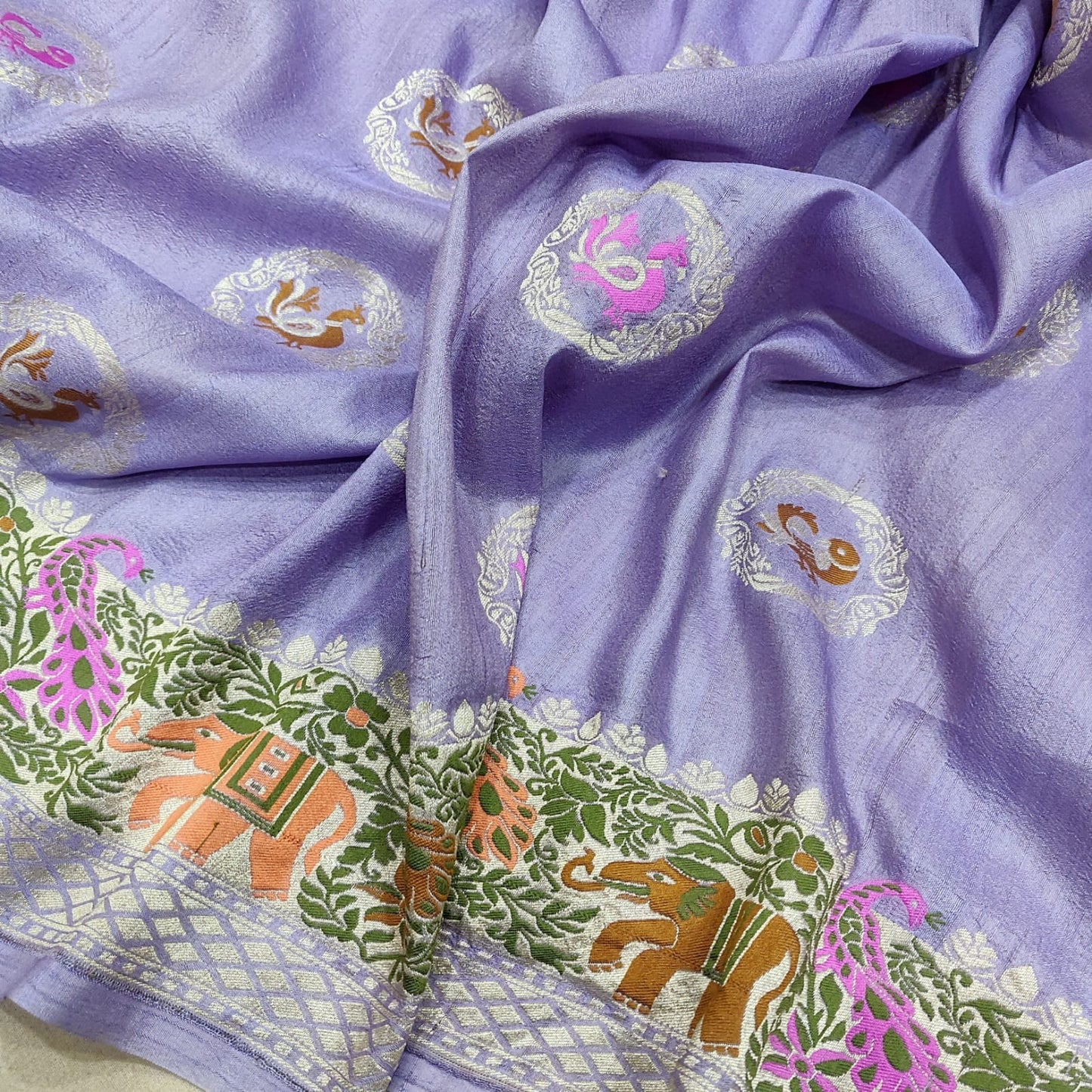 Hamsa tussar Banarsi sona rupa saree - Saffronfashionindia