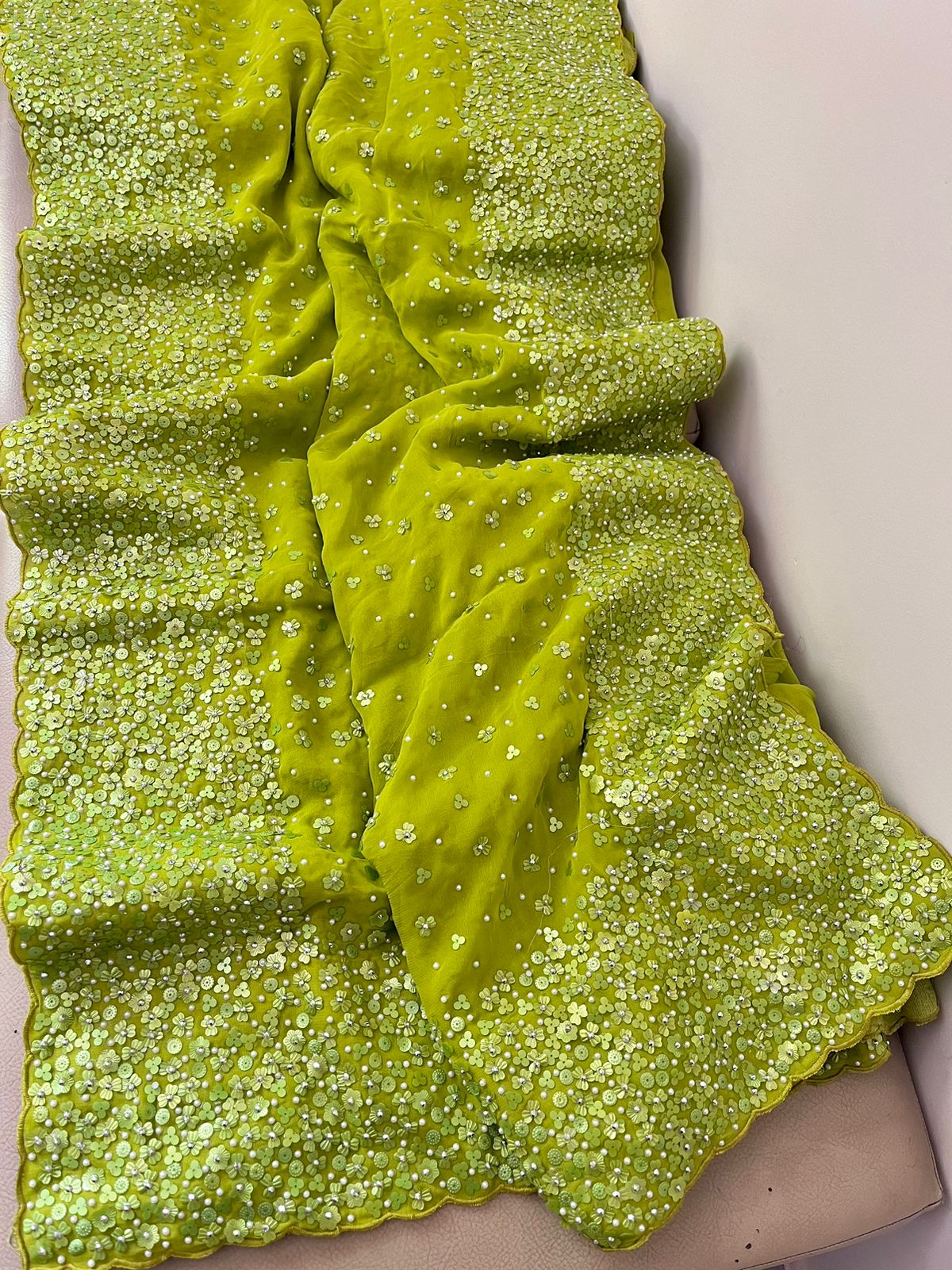 Lihaz gorgette embroidery beautiful sarees - Saffronfashionindia