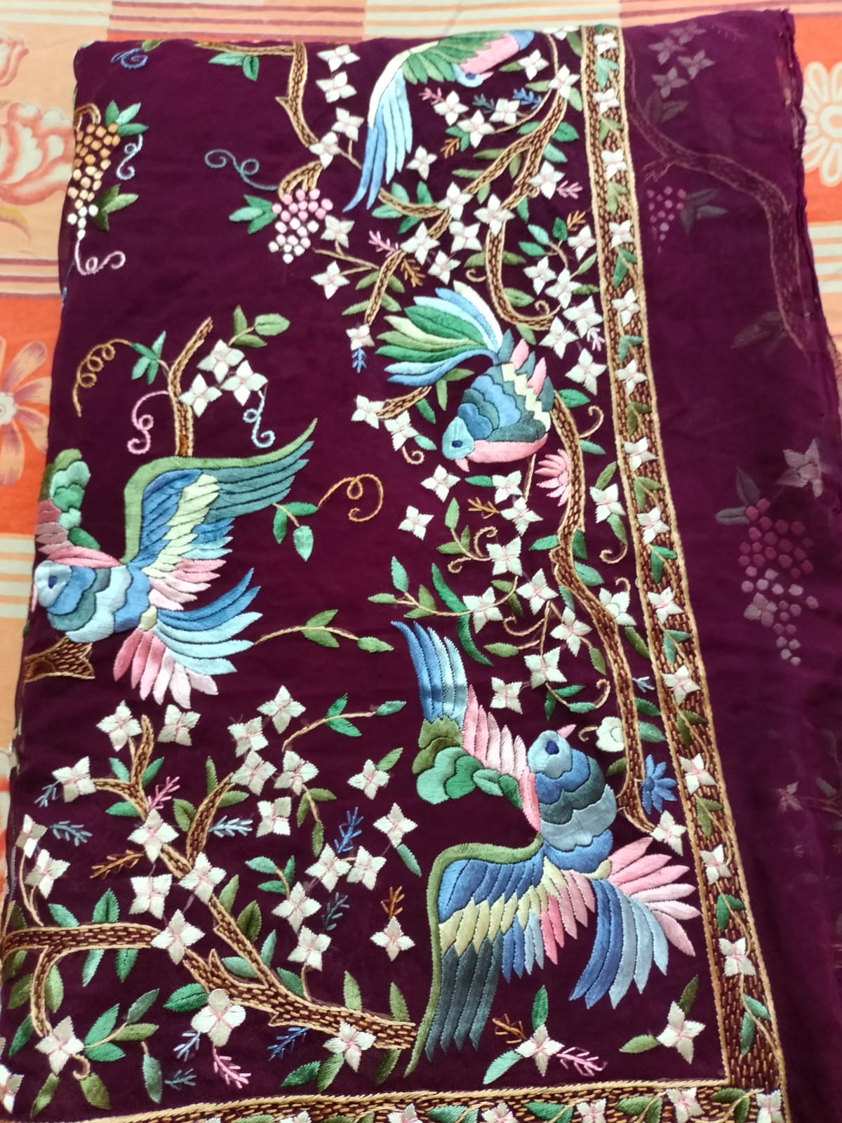 Rabia gorgette authentic Parsi gara saree - Saffronfashionindia