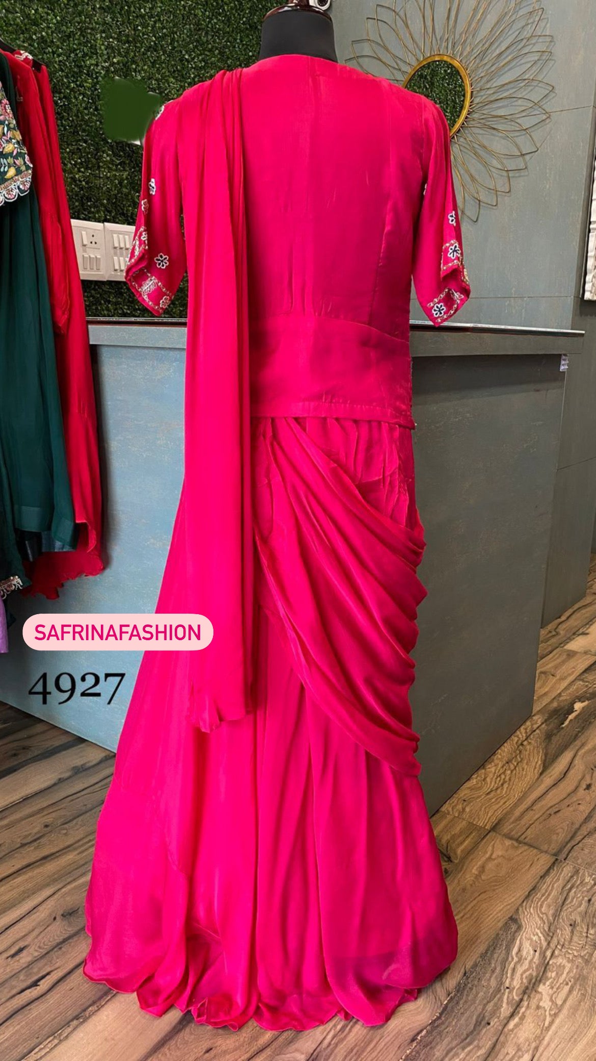 Belma pink embroidered dress - Saffronfashionindia