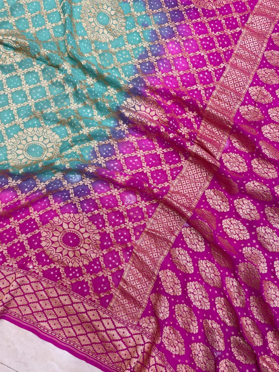 Gubin Banarsi bandhej sarees - Saffronfashionindia