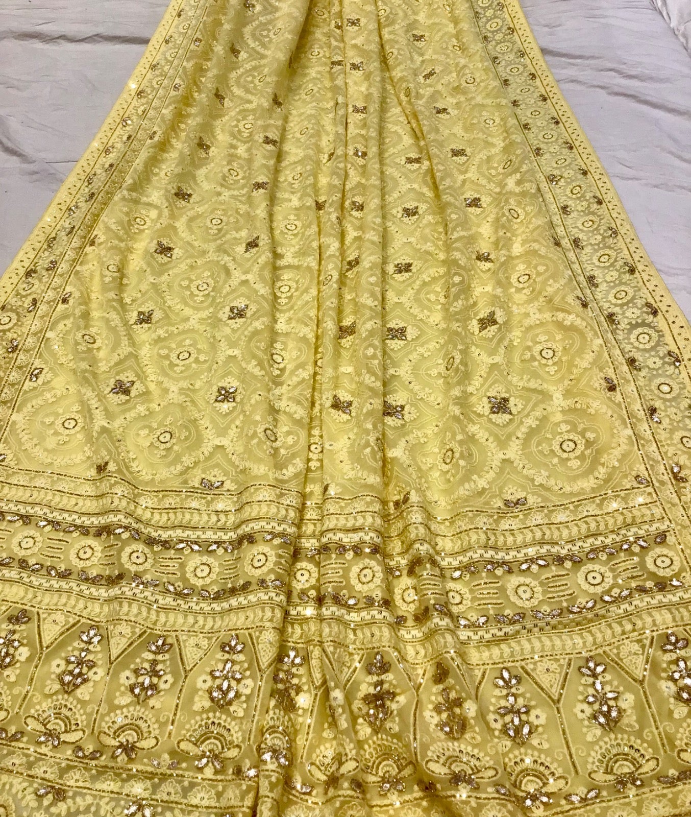 Naisha Chikankari gottapatti saree traditional saree - Saffronfashionindia