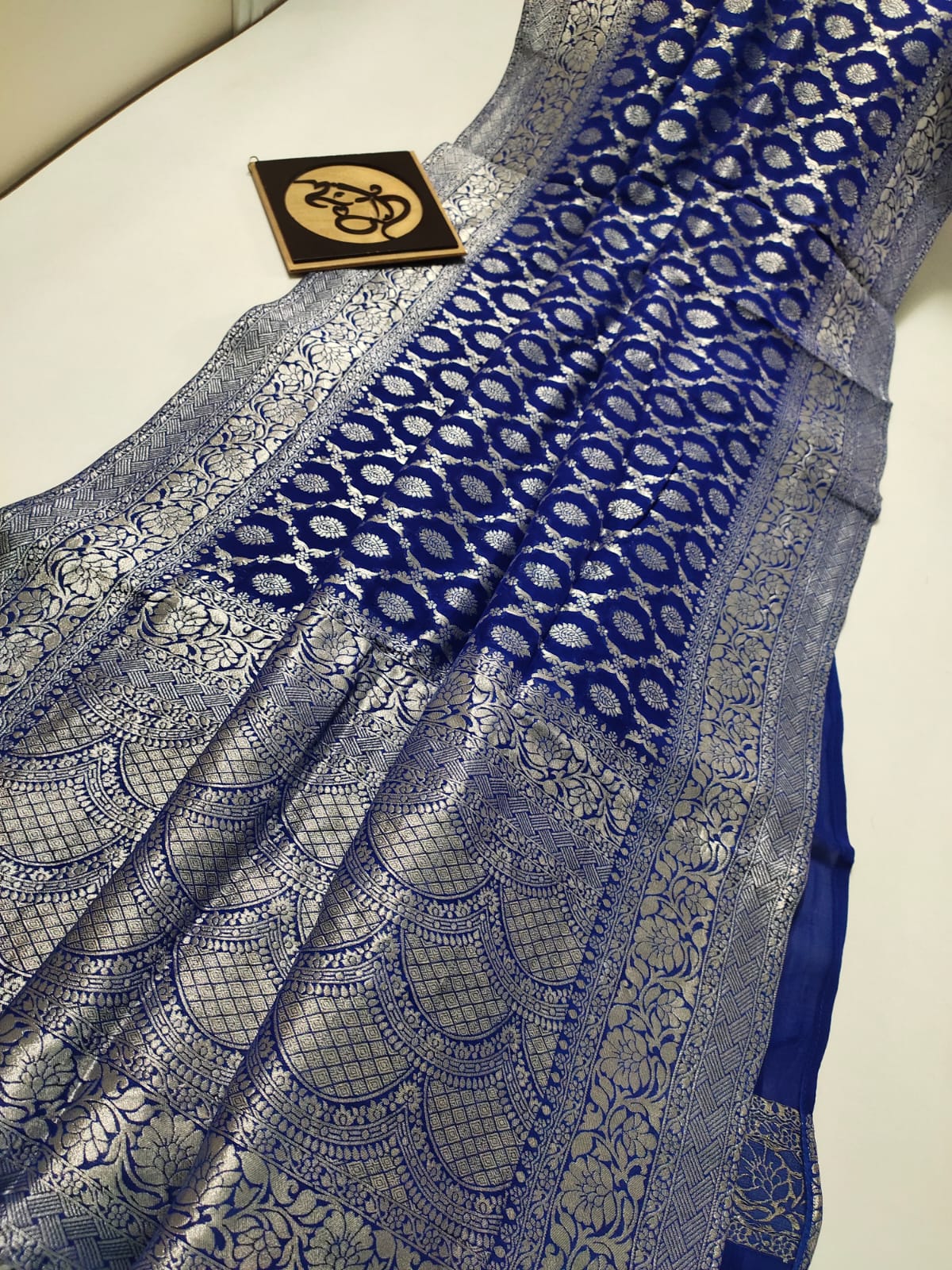 Nimina banarsi khaddi gorgette saree - Saffronfashionindia